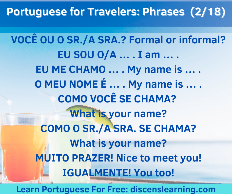 basic Portuguese travel phrases: how to introduce yourself